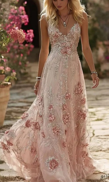 Ärmelloses Maxi-Kleid mit 3D-Print – Bild 7 | LuxeStyle
