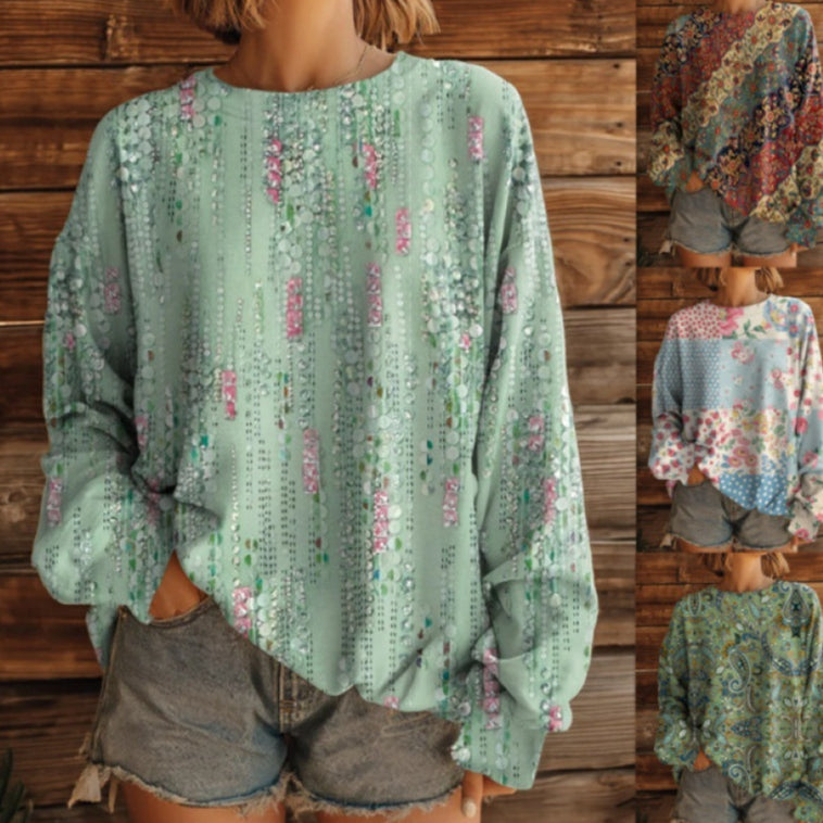 Retro Sweatshirt mit geometrischem Muster