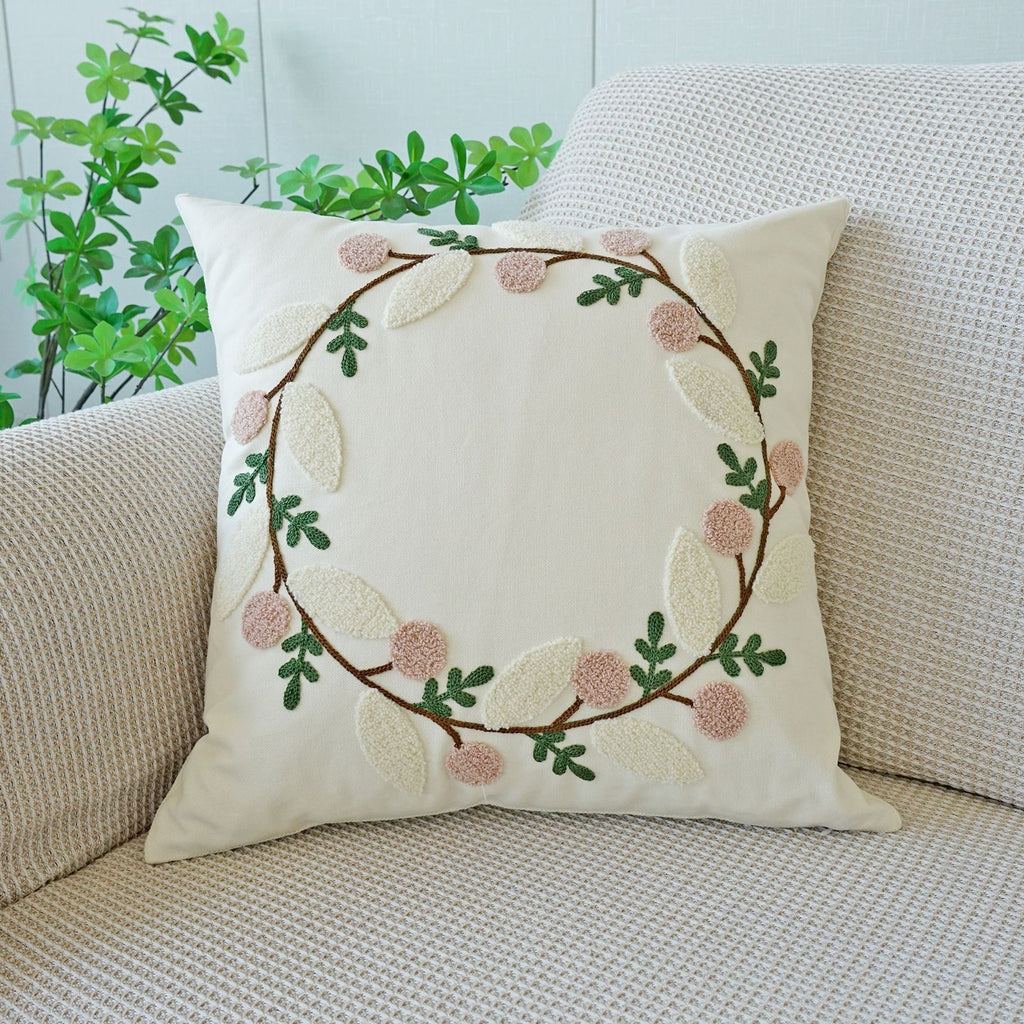 Blumenkissenhülle mit Stickerei
