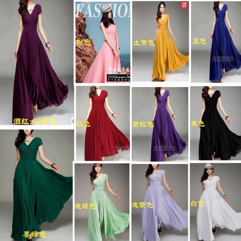 Chiffonkleid mit V-Ausschnitt & Taillenbetonung