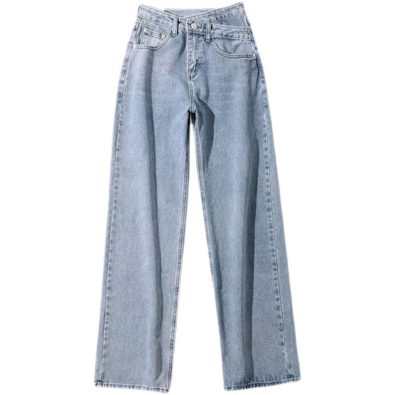 Irregular Design Straight-Leg Jeans