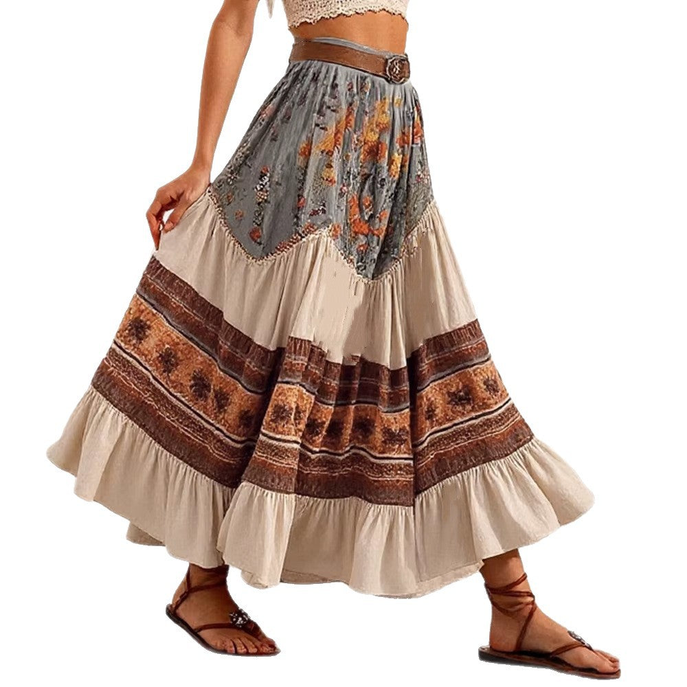 Boho Bohemian Kunstvoll Geflickerte Langes Rock