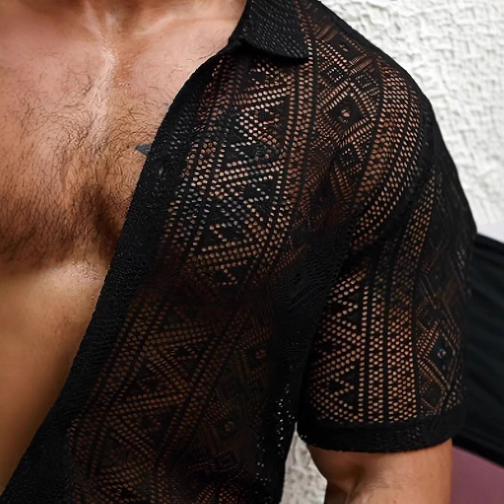 Transparentes Kurzarmhemd für Herren – Bild 5 | LuxeStyle