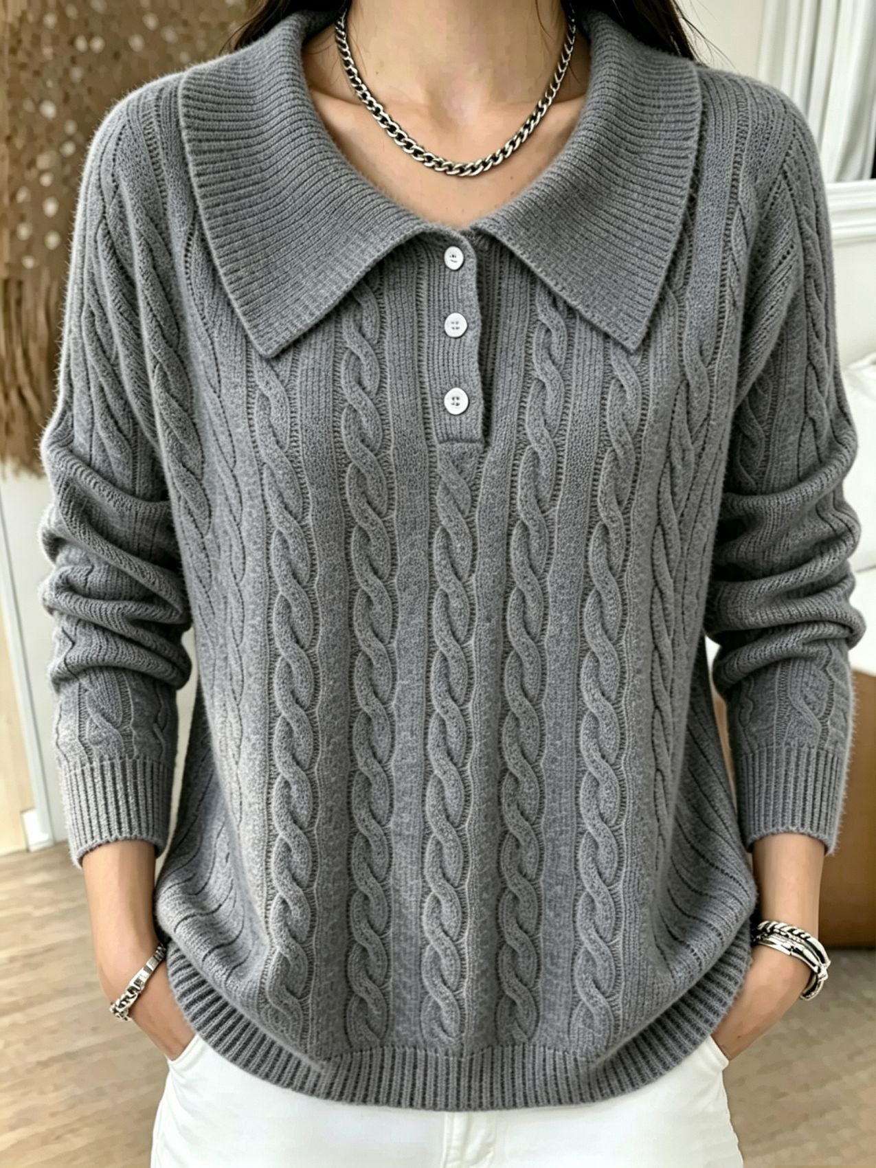 Vintage Pullover mit Jacquard-Strick