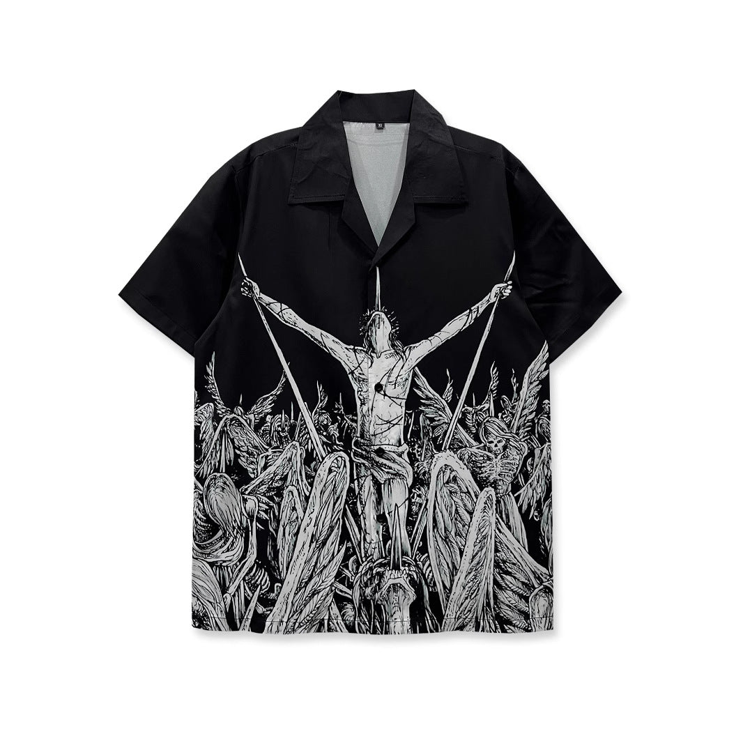 Loose Herren Kurzarmhemd mit Blumenprint – Bild 8 | LuxeStyle