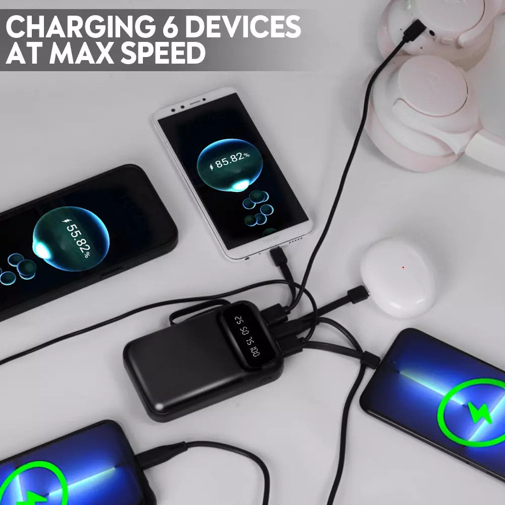 30000mAh Powerbank mit integrierten Kabeln