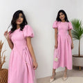 Elegantes Puffärmel-Maxikleid zum Schnüren