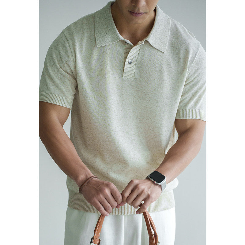 Tencel-Leinen Strick-T-Shirt mit Blumenmuster