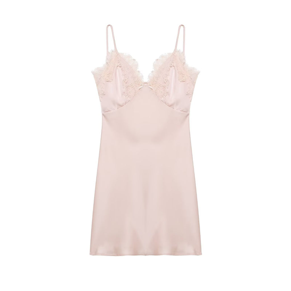 Spitzenbesetztes Satin-Slipdress – Bild 5 | LuxeStyle