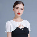 Kurzärmliger Chiffon-Waistcoat in Weiss – Bild 3 | LuxeStyle