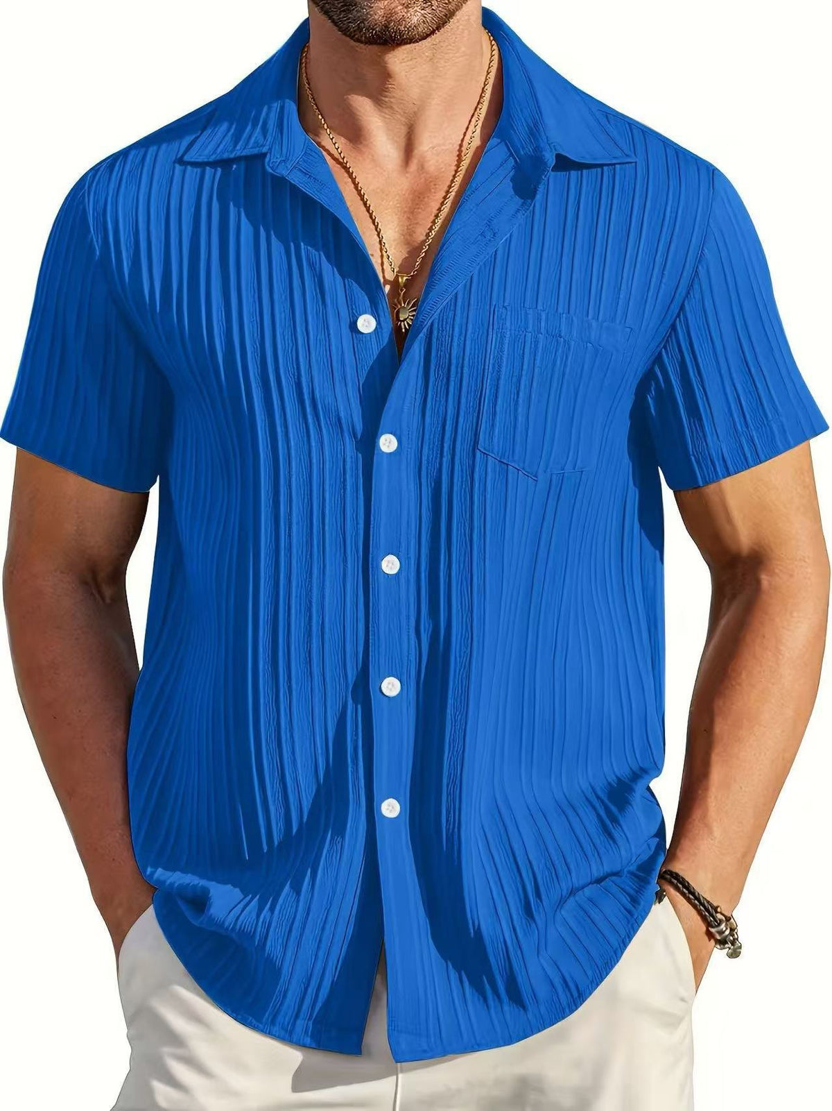 Poloshirt mit Kragen, Kurzarm, einfarbig – Bild 3 | LuxeStyle