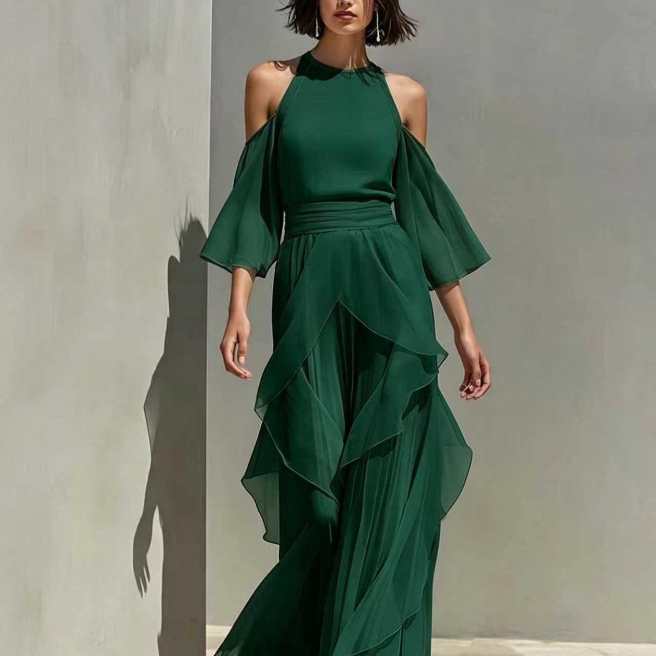 Chiffon-Set «Solare» · Bluse + Weite Hose