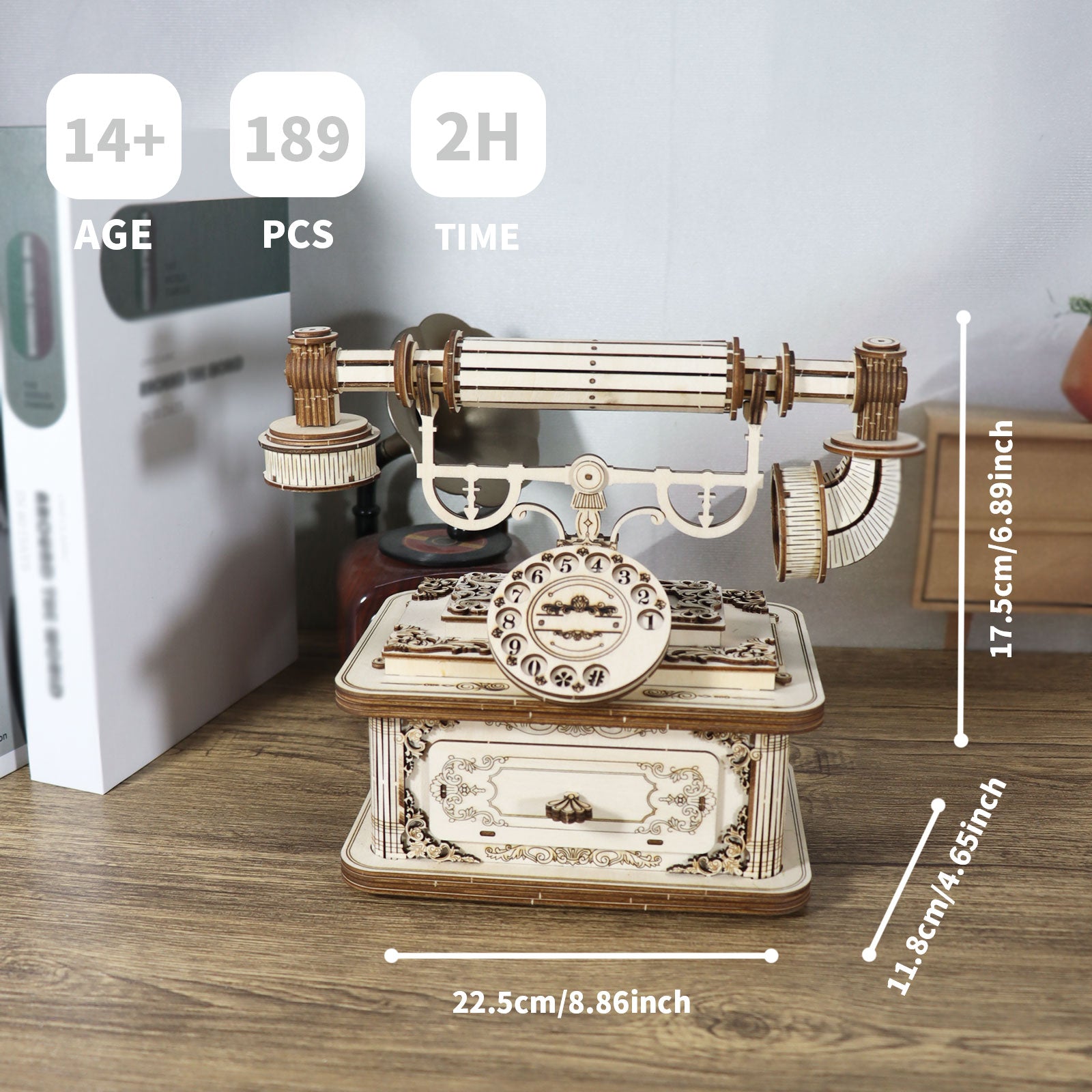 Retro Telefon 3D Holzpuzzle für Erwachsene