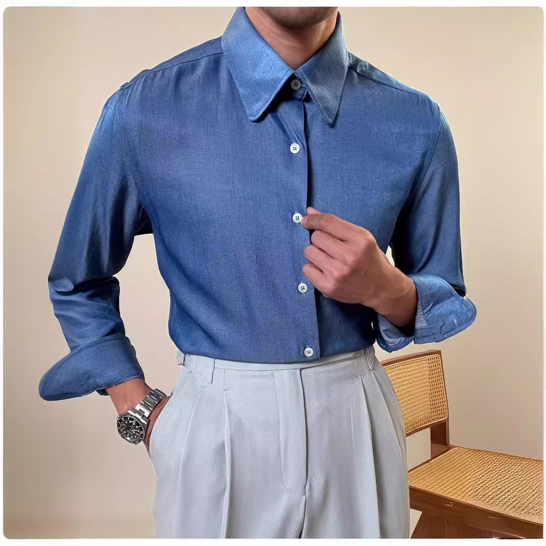 Langarmhemd für Herren – Business Casual – Bild 3 | LuxeStyle
