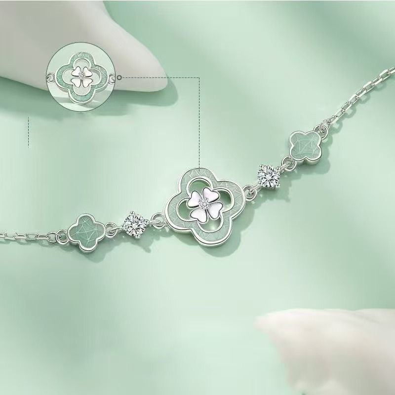 999 Silber-Armband «Trèfle» – Kleeblatt mit Zirkonia
