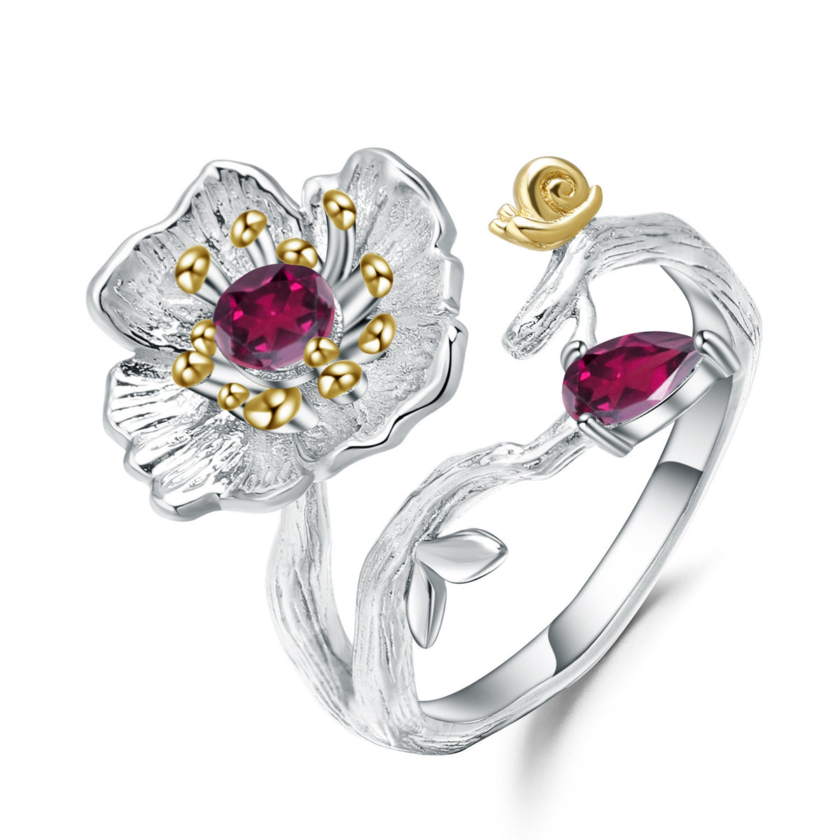 Silberring mit natürlichem Granat | LuxeStyle