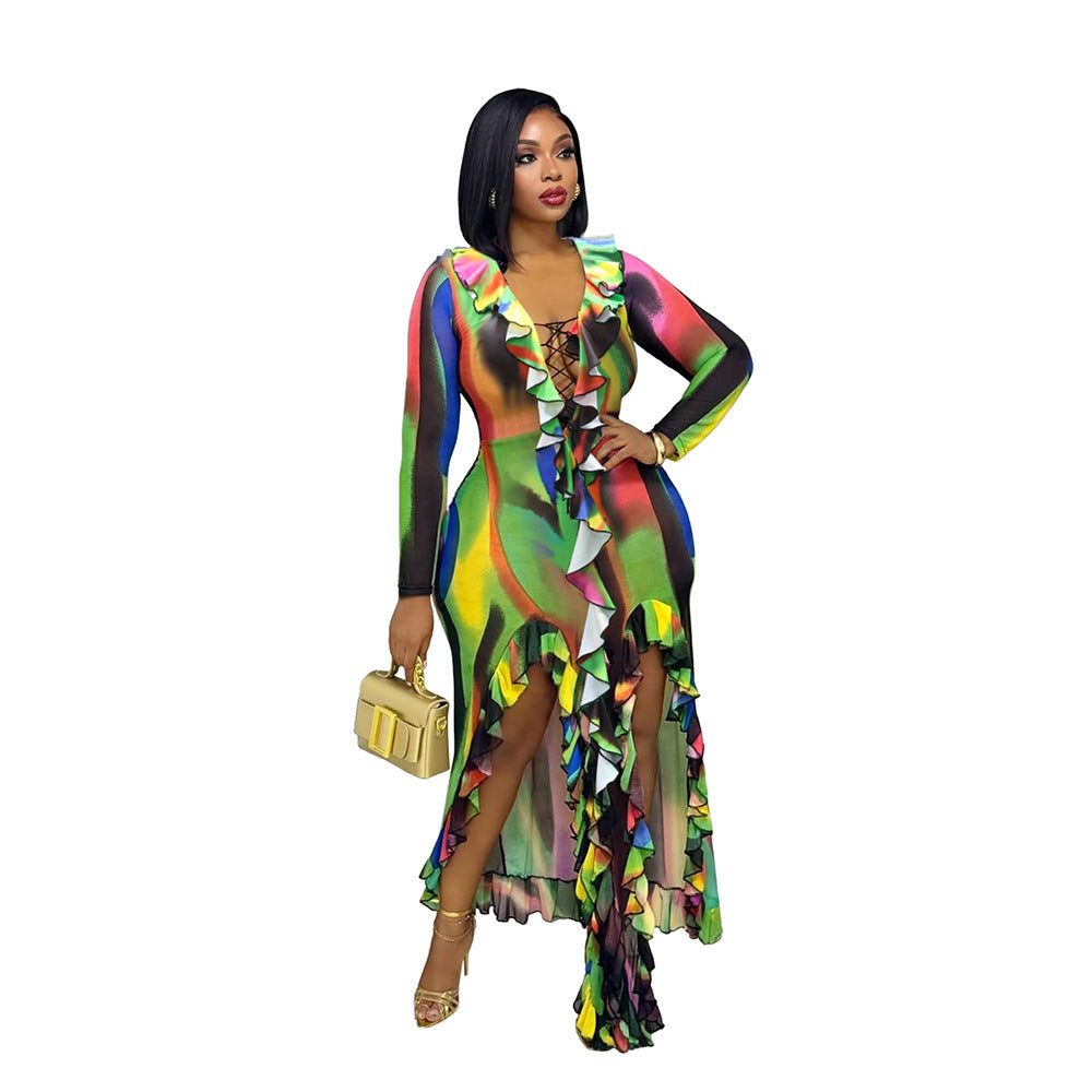 Lange Kleid mit Spitze
