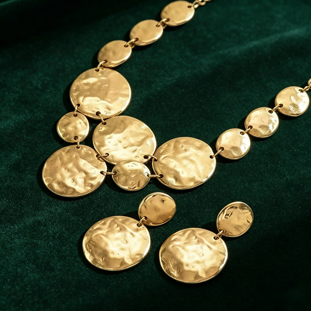 Mehrlagiges Disc-Set: Halskette & Ohrringe – Bild 2 | LuxeStyle