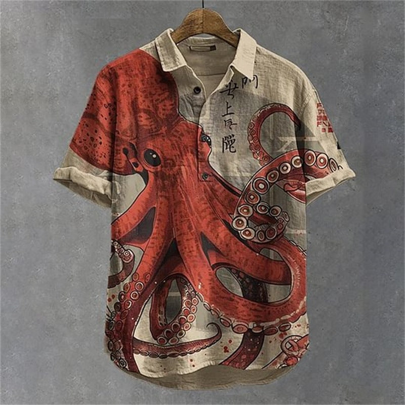 Retro Tribal Kurzarm-Shirt Herren