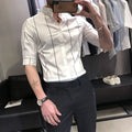 Gestreiftes Slim-Fit Kurzarmhemd – Bild 9 | LuxeStyle