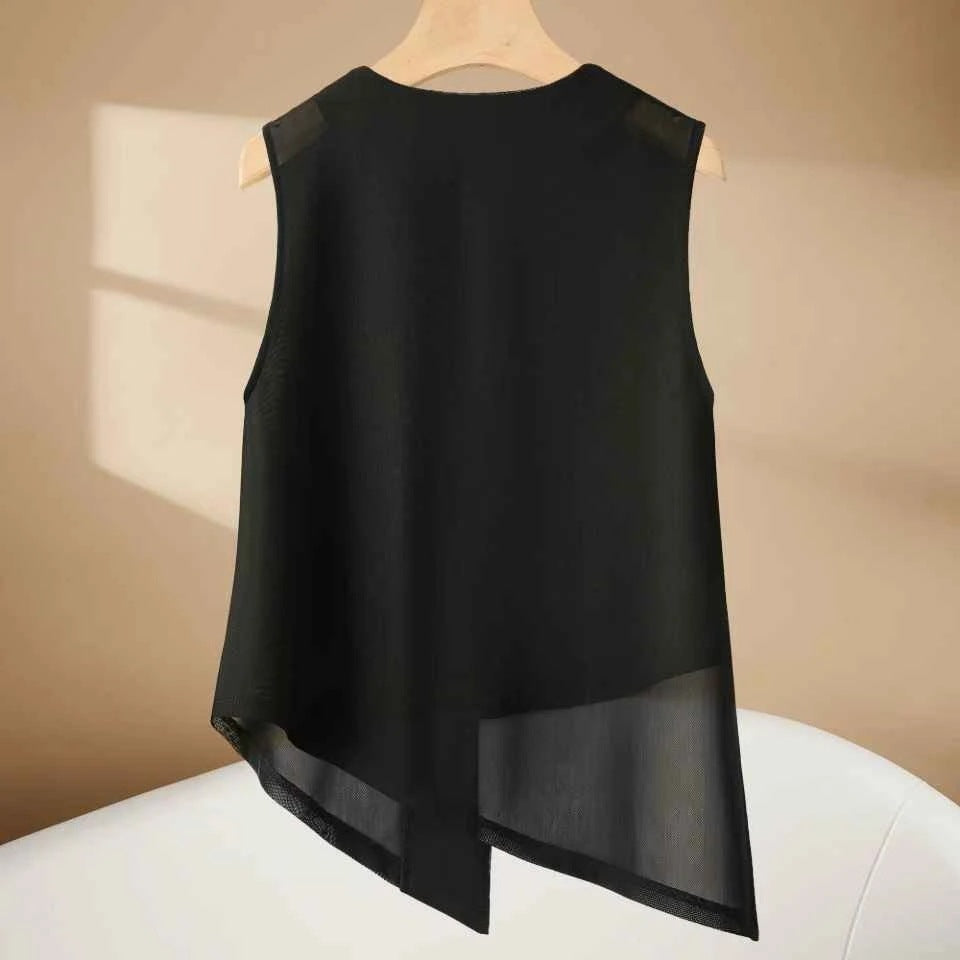 Elegante asymmetrische Mesh-Weste