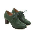 Englischer Stil Leder-Schuhe mit Blockabsatz | LuxeStyle
