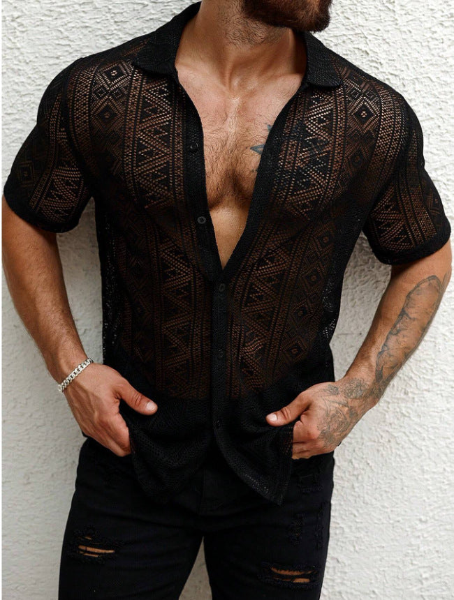 Transparentes Kurzarmhemd für Herren – Bild 7 | LuxeStyle