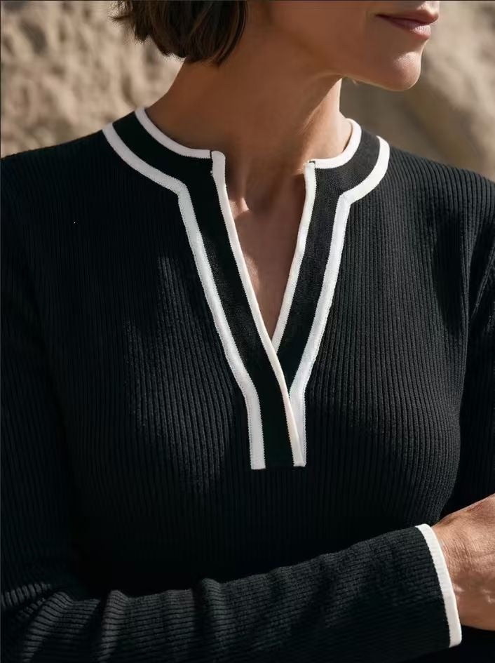 Damen Freizeitkleid mit V-Ausschnitt und Schleife
