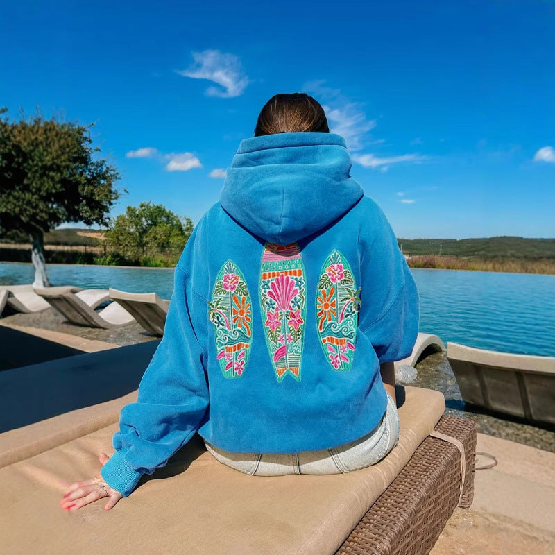 Damen Kapuzen-Sweatshirt mit Blumenprint