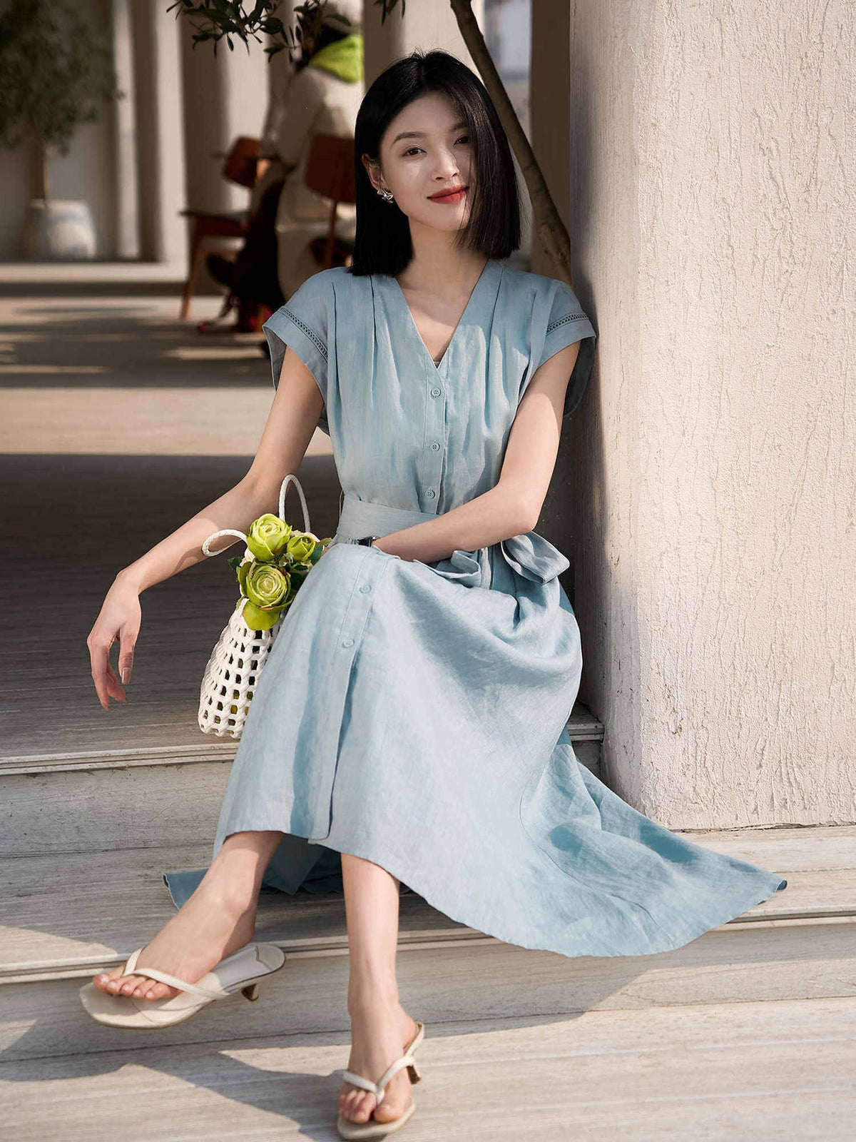 Vintage Leinenkleid im French-Stil – Bild 5 | LuxeStyle
