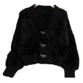 Mink Velvet Cardigan mit Totenkopfmuster – Ansicht 2