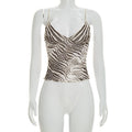 Zebra-Print V-Neck Mesh Camisole