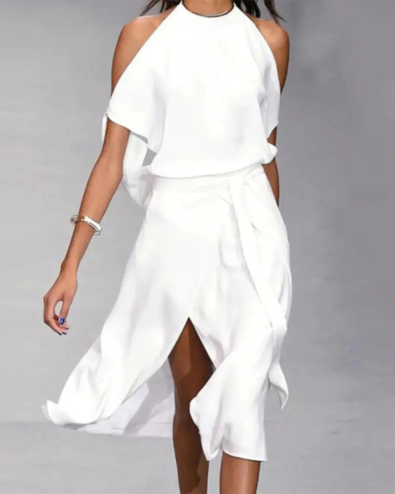 Ärmelloses langes Kleid mit Schlitz – Bild 3 | LuxeStyle