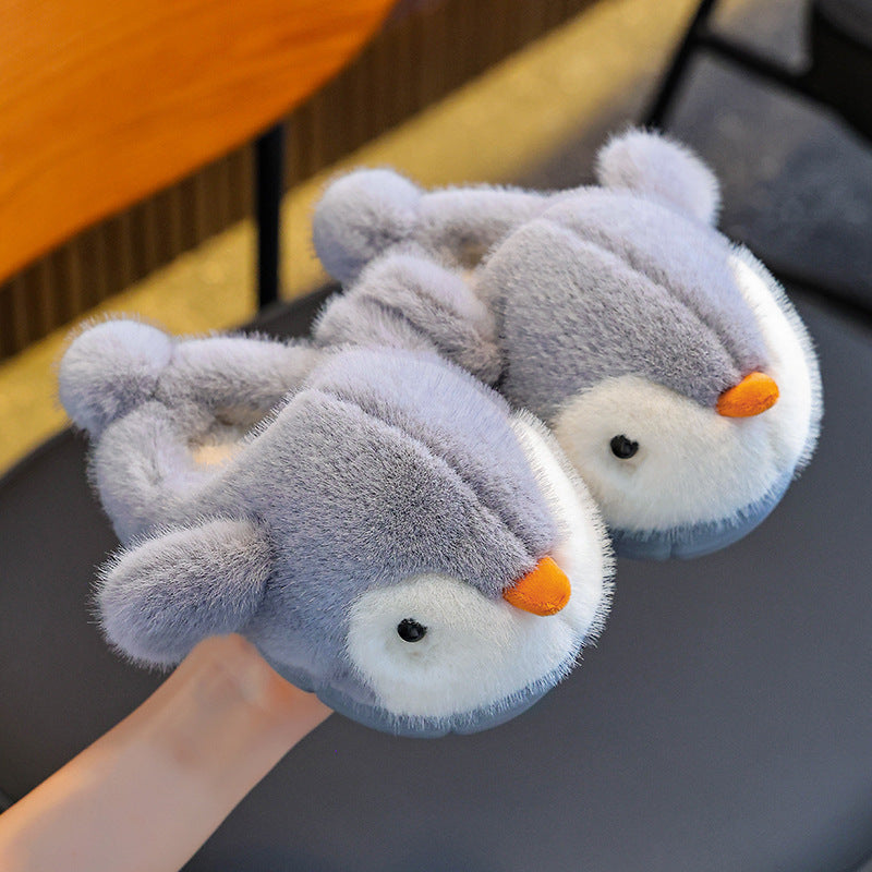Warme Pinguin-Fleece-Hausschuhe für Kinder