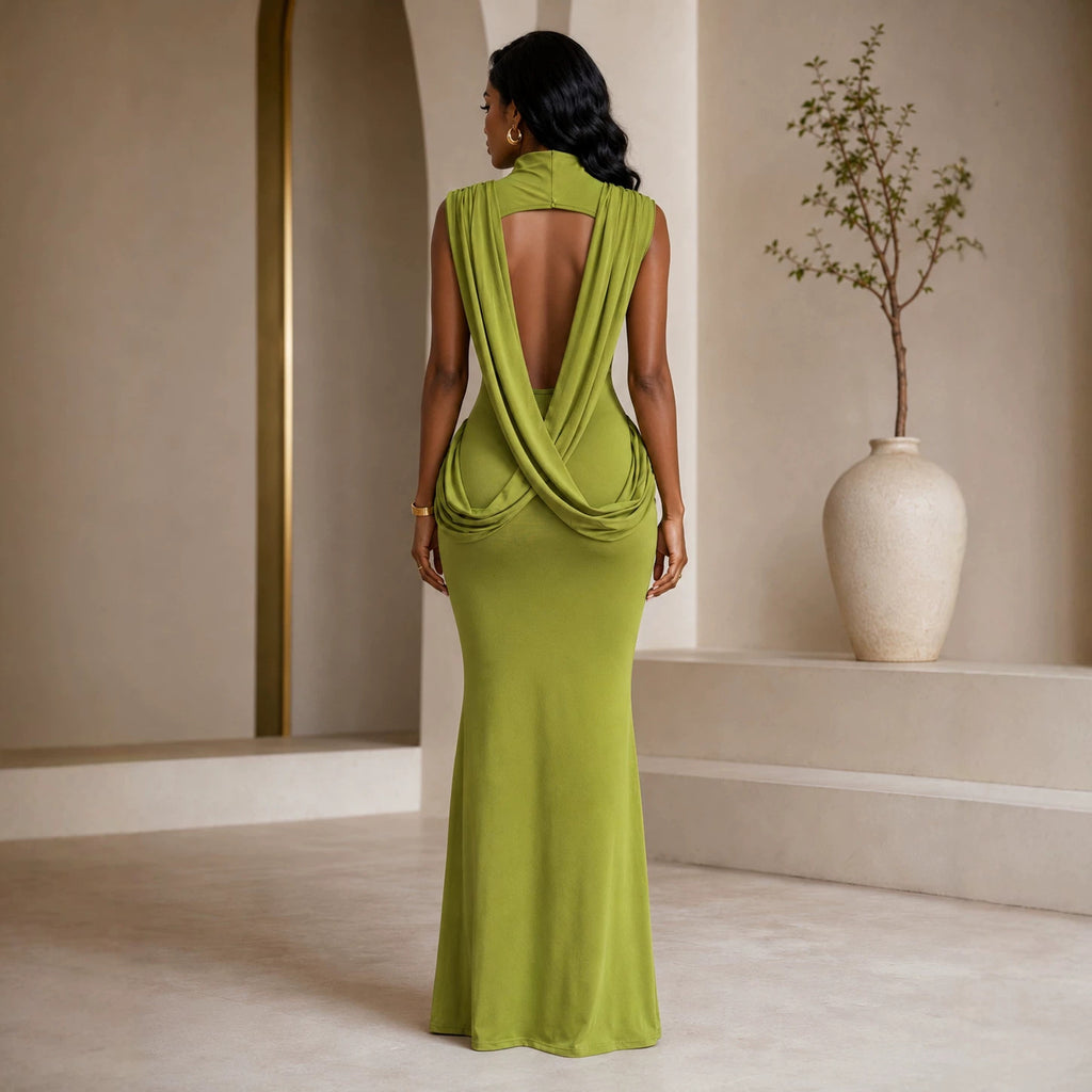 Rückenfreies Mid-Neck Maxikleid – Bild 5 | LuxeStyle