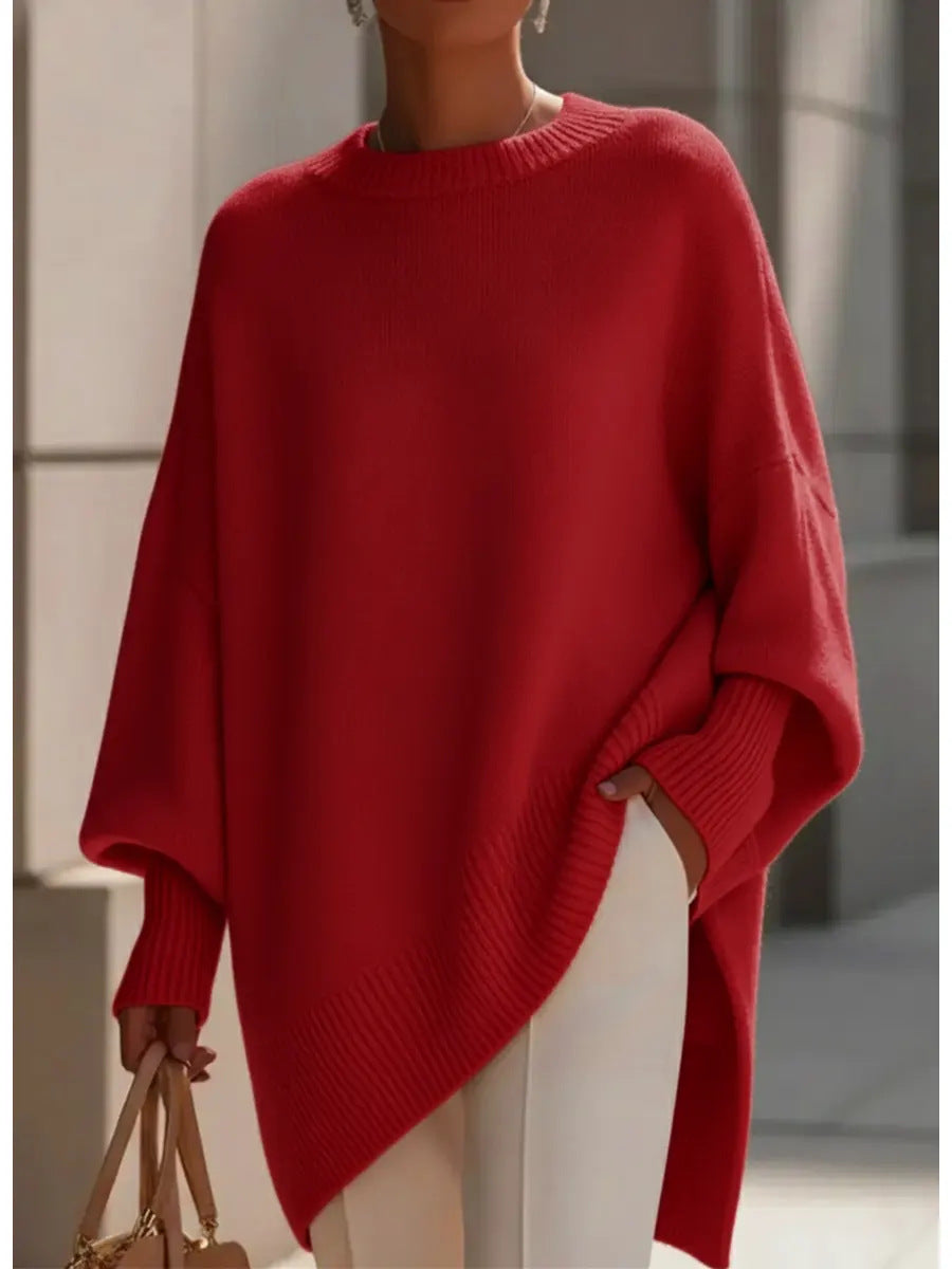 Damen Locker Crew-Neck Strickpullover