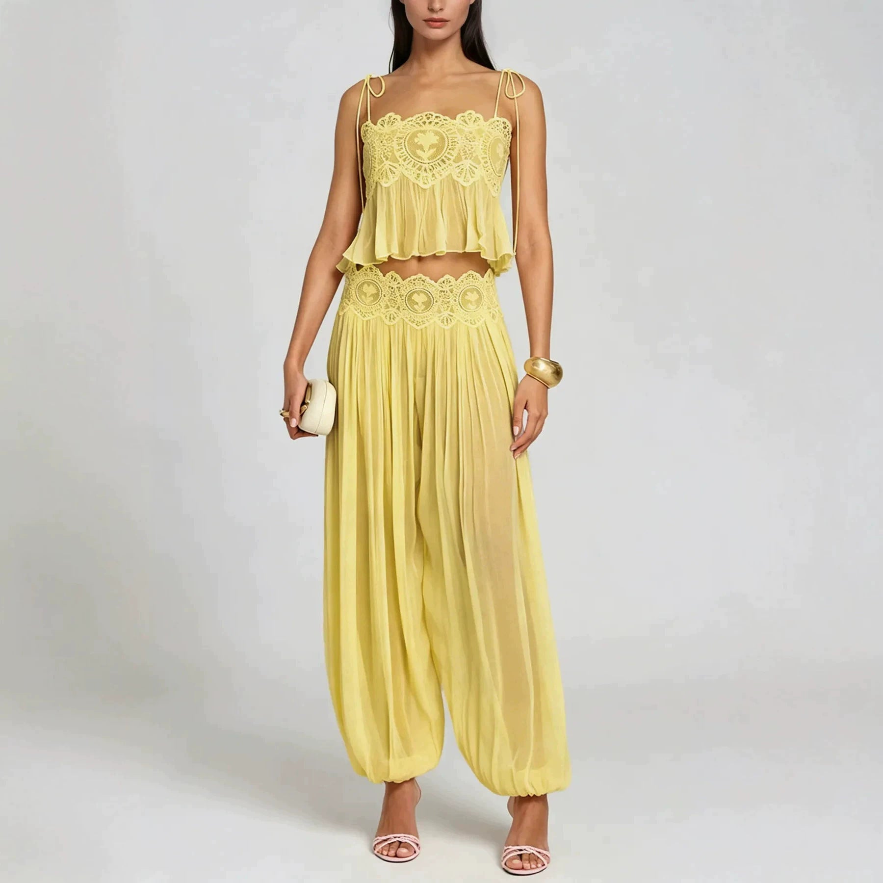 Chiffon-Set mit Spitze
