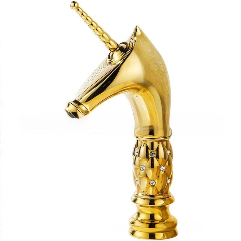 Goldener Pferdekopf-Waschbeckenarmatur