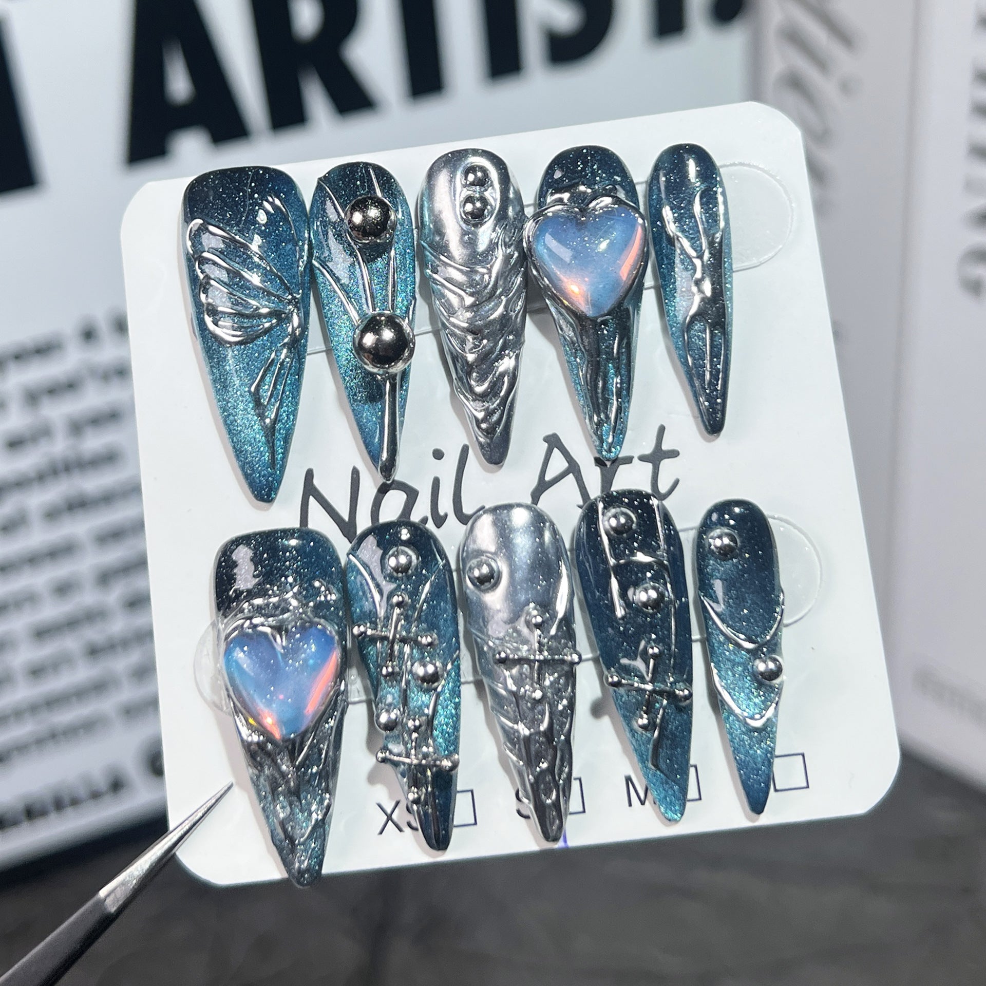 Handgemachte Galaxy Schmetterling Nagel-Sets
