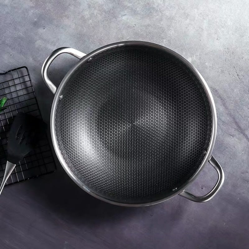 Wok aus 304 Edelstahl mit Wabenstruktur