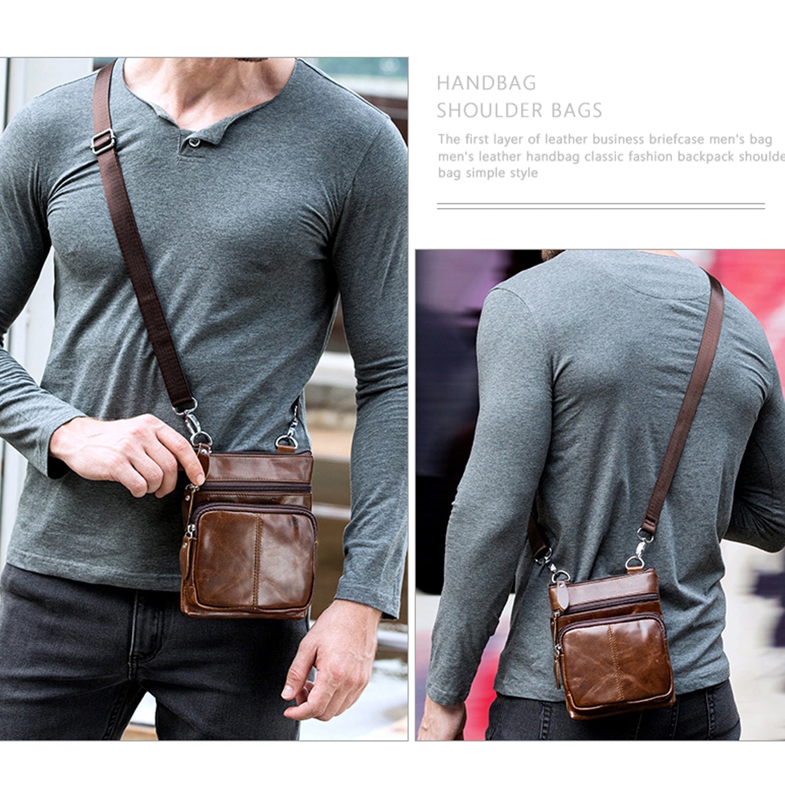 Männer Schultertasche aus Echtleder