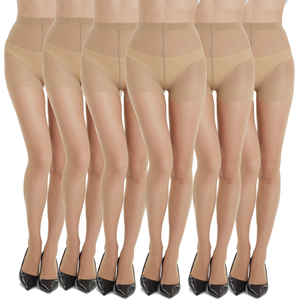 6 Paar 20D Ultra Sheer Tights mit Shaping-Höschenteil