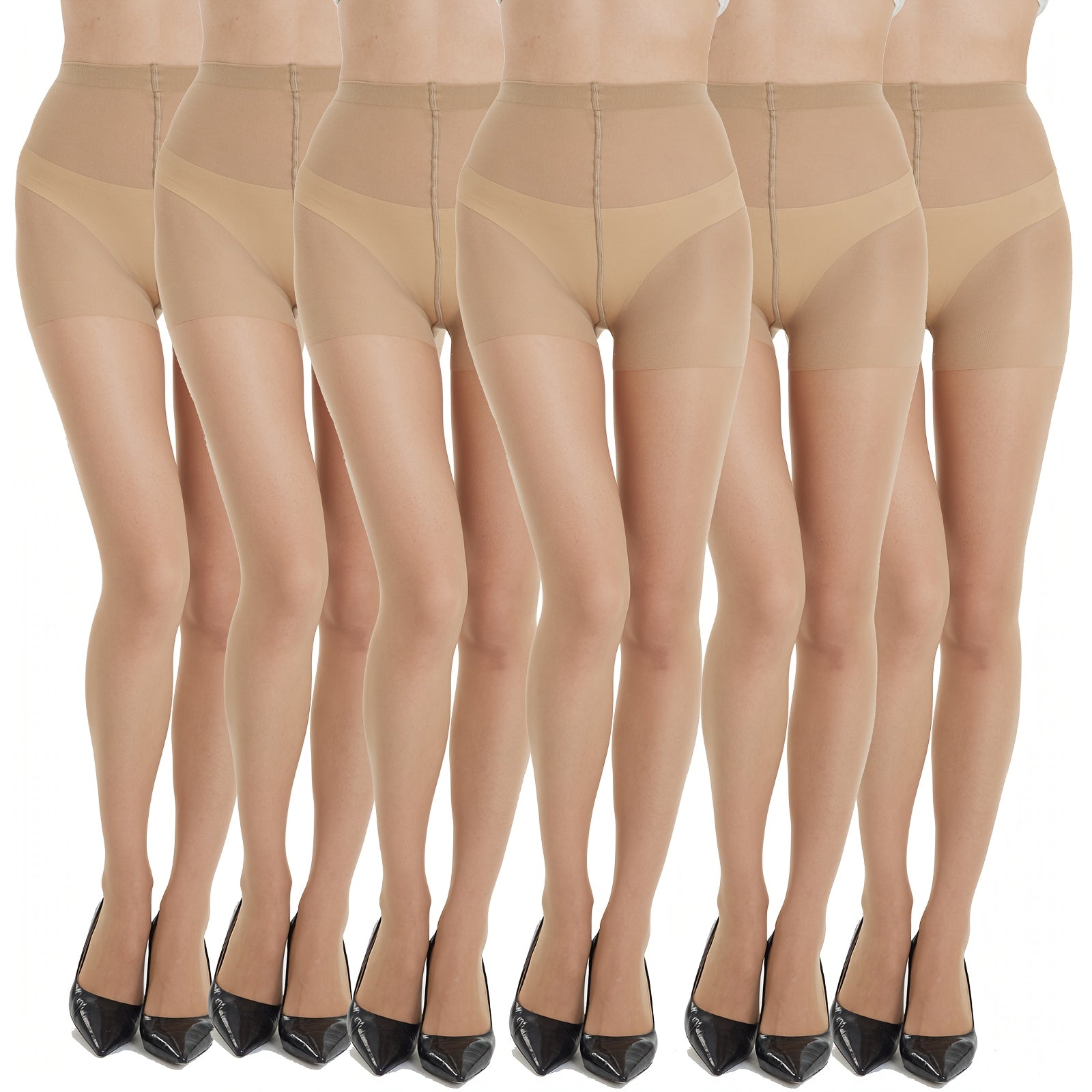 6 Paar 20D Ultra Sheer Tights mit Shaping-Höschenteil