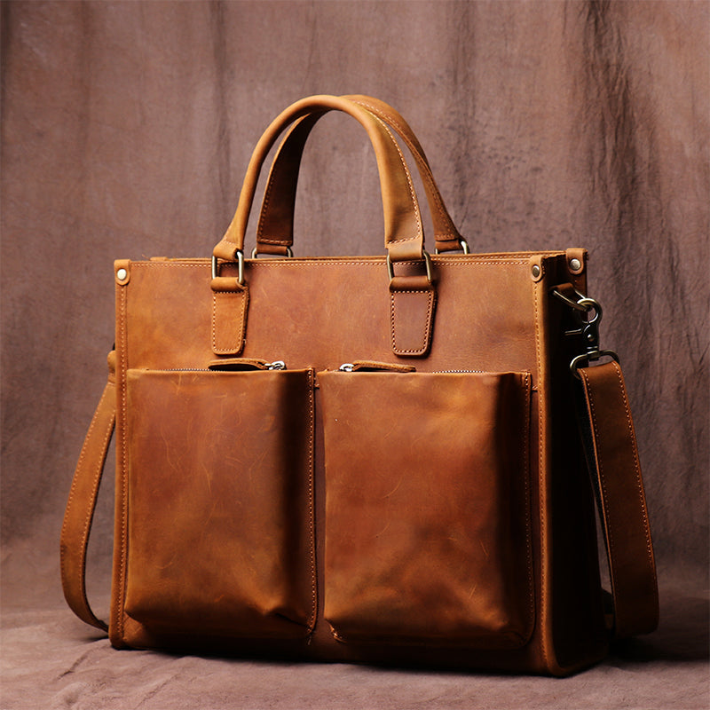Vintage Rindsleder-Herrenhandtasche Business-Aktentasche – Bild 2 | LuxeStyle