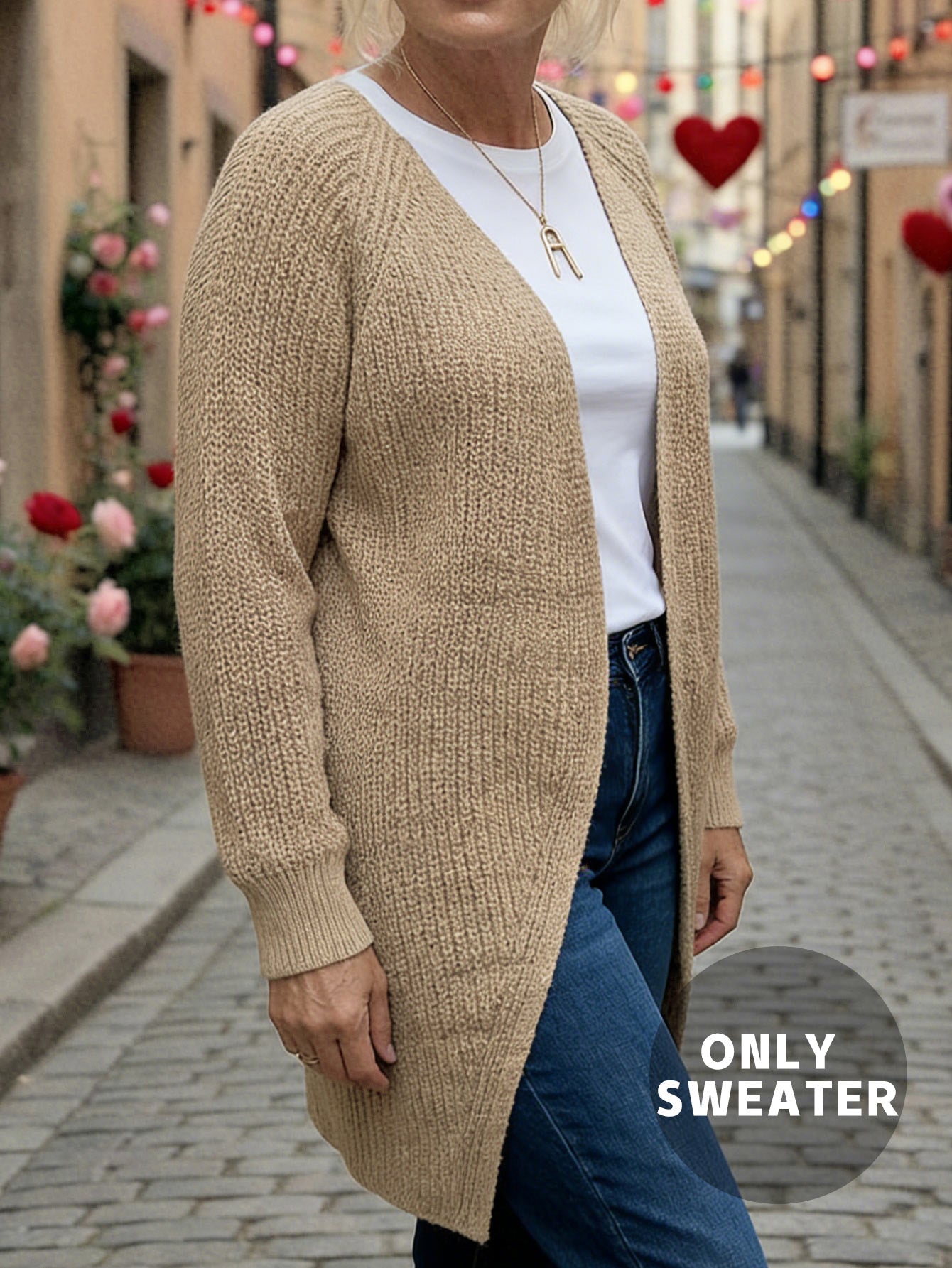 Strick-Cardigan mit Lochmuster