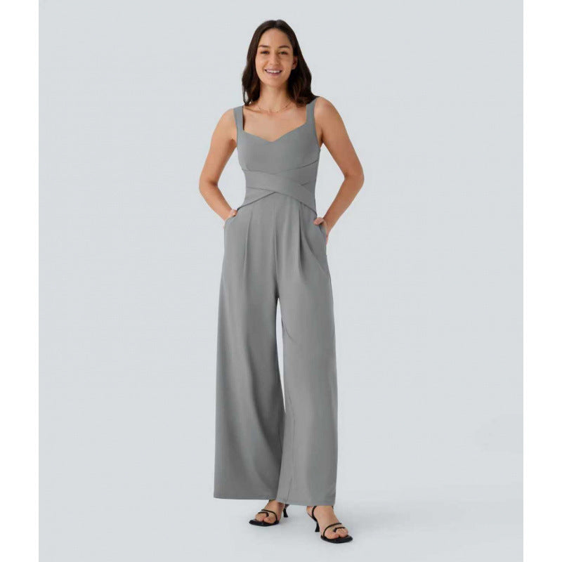 Eleganter ärmelloser Jumpsuit mit weitem Bein