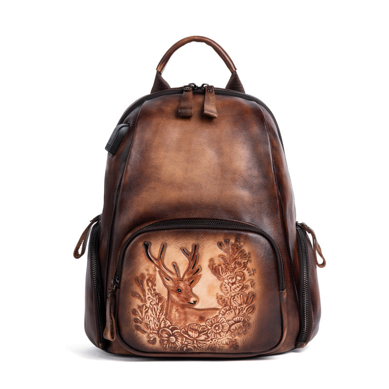 Rucksack Retro-Hirschkopf aus Rindsleder – Bild 4 | LuxeStyle