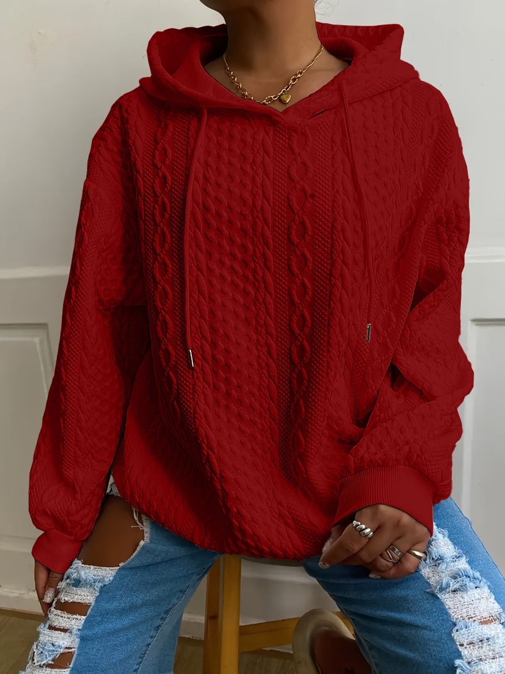 Oversized Jacquard Hoodie für Damen