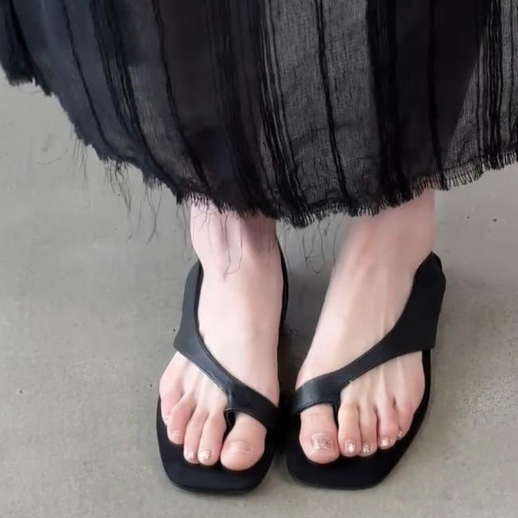 Retro-Sandalen mit eckiger Zehenpartie