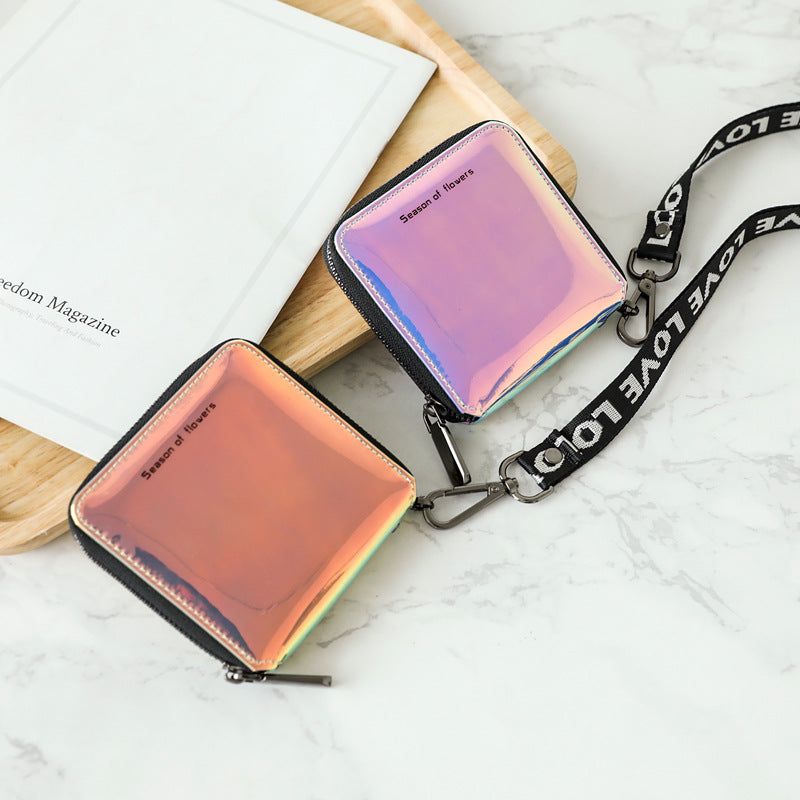 Kurze PU-Leder-Tasche mit Glitzeroptik | LuxeStyle